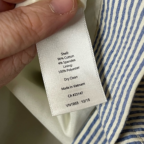 Talbots Blue White Striped Cotton Blend Skirt Sz 8 | Casual Beach Business - Picture 7 of 7